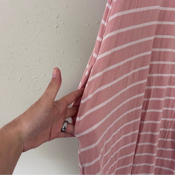🦋 Time and Tru Pink and White Striped Sleeveless Dress Stretch Summer Casual - Picture 4 of 5
